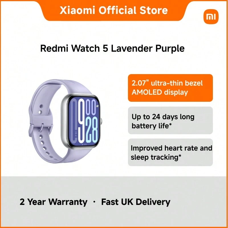 Redmi Watch 5 – 2.07" AMOLED Smartwatch With GPS, 24-Day Battery, Bluetooth Calling, 5ATM Waterproof, Heart Rate & SpO₂ Monitor, Dual Mic, Xiaomi HyperOS, For Android/IOS Users - Purple - View 1