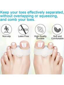2/4 buah Pemisah Jari Kaki Silikon, Anti Selip & Bebas Lateks untuk Penyelarasan Kaki, Pemisah Jari Kaki Lembut & Nyaman untuk Penggunaan Siang & Malam, Sisipan Jari Kaki Tahan Lama, Cocok untuk Pakaian Kasual - MultiWarna - View 4