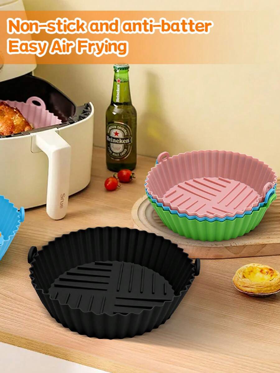 1pc Air Fryer Accessories, Non-Stick Baking Mat, Reusable Air Fryer Silicone Liner, Suitable For Oven, Microwave, Cake Mold, Large Size - Multicolor - View 1