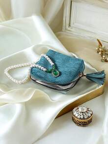 1pc Travel Jewelry Pouch, Velvet Storage Bag With Zipper For Jewelry, Organizer Bag For Additions, A Gift For Women, Travel Business Jewelry Bag - Multicolor - View 10