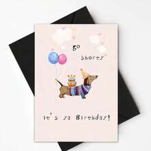 1pc Fun Dachshund Birthday Cards - Dachshund Designed For All Ages - Cartoon Animal Greetings, Greeting Cards With Brown Paper Envelopes - Grey - View 14