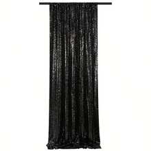 2片装黑色亮片背景幕布，闪亮派对背景幕布，生日派对装饰用品背景横幅，可重复使用，适用于家居装饰、婚礼、婴儿派对，可搭配金属拱门框架和气球，永不过时的闪亮背景幕布，墨西哥派对装饰 - 黑色 - 查看 14