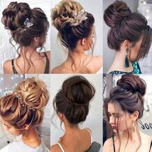 1pc Natura Hair Ball Real Messy Curly Wig Flower Bud Clip Easy Clip In Hair Suitable For Weddings Parties Daily Use Women's Hair Extensions - Black - View 3