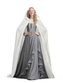 1件高密度天鹅绒女巫连帽斗篷，女士万圣节女王派对角色扮演长袍斗篷，适合万圣节、圣诞节、恶魔、吸血鬼、文艺复兴中世纪服装配饰 - 彩色 - 查看 9