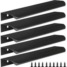 Conjunto de 5 ou 10 puxadores embutidos pretos, ideais para armários, guarda-roupas, gavetas e gabinetes de cozinha. Puxadores modernos de alumínio embutidos para portas de guarda-roupa, acabamento preto fosco. - Preto - Ver 18