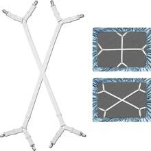 Adjustable Crisscross Bed Sheet Straps (2Pcs) - Elastic Fitted Sheet Clips, Triangle Design, Secure Holder Grippers For All Mattresses - Woven Fabric, Machine Washable Fasteners With Multiple Installation Methods