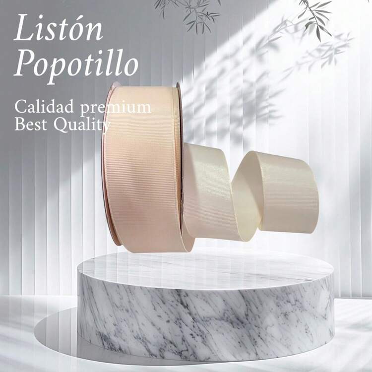 Listón popotillo o falla de 4cm de ancho x 45 metros ideal para lazos moños manualidades decoración flores cinta para envoltura de regalos mercería cintas eventos y fiestas - Beis - Añade 4