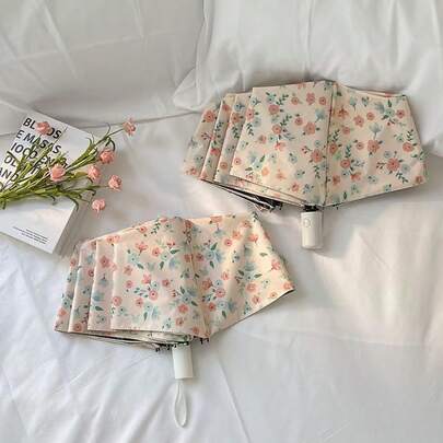 小巧精致的碎花伞，可折叠两用遮阳伞兼雨伞，春夏精选，伴娘礼物，房间装饰，卧室装饰，海滩，旅行，男女皆宜，度假必备，可爱小物