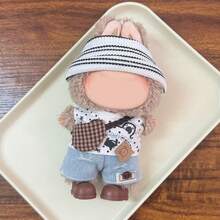 6 件套拉布布娃娃配件服装套装，包含迷你眼镜、包、娃娃帽 + T 恤和迷你鞋子，17 厘米装扮配件，迷你服装用品收藏家独特的礼物 - 彩色 - 查看 5