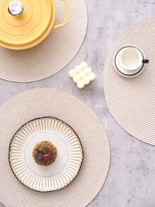 1/4/6/12 miếng lót đĩa tròn PP phong cách Bohemian, màu trơn, chống trượt, chịu nhiệt, hoàn hảo cho sử dụng hàng ngày, ngày lễ, họp mặt gia đình, tiệc Giáng sinh, bữa tối, bàn cà phê, trang trí nhà cửa, mọi mùa - Màu be - Xem 2