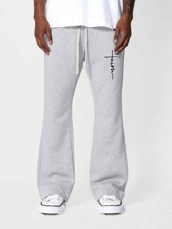 Pantaloni largi pentru bărbați, toamnă și iarnă, pantaloni sport casual cu modele și imprimeuri cu litere, pantaloni de alergare pentru fitness în aer liber, pantaloni de jogging cu talie elastică, versatili de zi cu zi
