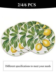 2/4/6 件柠檬餐垫，15 英寸夏季餐桌垫，编织耐热餐垫，适用于厨房餐厅室内室外