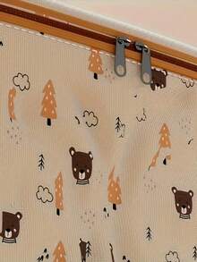 Large Capacity Foldable Storage Box With Handles For Bedroom And Closet, Cute Pattern Design Makes Home Organization Fun, Woven Material Suitable For Seasonal Changes