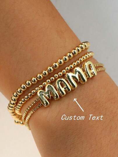 1pc Customized Jewelry Christmas Gift Sliding Chain Double Layer Bubble Name Letter Charm Bracelet, Silver, Fashionable, Simple, Vintage, Old Coin, Personalized, Unique, Ideal Gift For Her, Boyfriend, Girlfriend, Dad, Mom, Family, Friends, Pets, Son, Daughter, Grandparents, Anniversary, Birthday, Everyday Wear, Wedding, Graduation, Prom, Party ,Forever Love