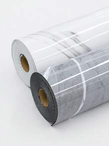 1 Roll 1.3mm Glossy Marble Pattern Self-Adhesive Vinyl Plank Flooring, 15.7x118.1 Inches, Vinyl Plank Flooring, Linoleum Vinyl Sheet Floor Covering, Waterproof & Wear-Resistant, DIY Installation For Room, Office, Kitchen (Marble Pattern, Black) - Multicolor - View 3