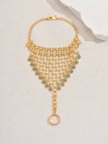 1 Peça Anel-Pulseira Ajustável de Estilo Boêmio Vintage com Borla Geométrica, Adequado para Desempenho, Festa e Reunião Femininas