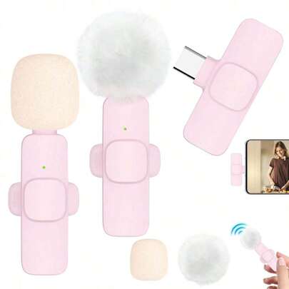 无线领夹式麦克风适用于手机 iPad TypeC 领夹式麦克风即插即用 2.4G 超低延迟内置降噪芯片 8 小时工作时间用于视频录制采访播客 Vlog