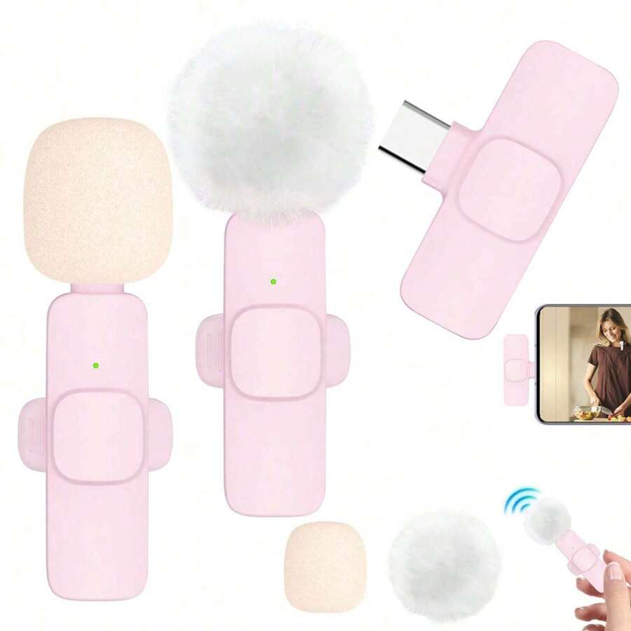 无线领夹式麦克风适用于手机 iPad TypeC 领夹式麦克风即插即用 2.4G 超低延迟内置降噪芯片 8 小时工作时间用于视频录制采访播客 Vlog - 黑色 - 查看 1