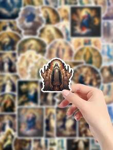 54 miếng dán nghệ thuật tôn giáo thiêng liêng: Hình dán Đức Mẹ Đồng Trinh và Thiên thần dùng cho Nhật ký cầu nguyện, Trang trí sự kiện nhà thờ và Đồ thủ công dựa trên đức tin - Nhiều màu - Xem 3