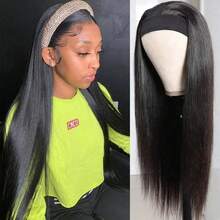 bling hair 55.9 Cm Real Hair Headband Wig For Women, Adhesive-Free Wigs, Brazilian Real Hair Wig, 200% Density, Natural Color - Natural Black - 查看 1