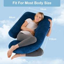 Pregnancy Pillow, J-Shaped Full Body Pillow, Nursing Pillow, Support And Pregnancy Pillow For Pregnant Women With Removable Cover - 藏蓝色 - 查看 5