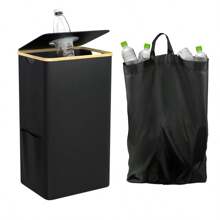 600D 牛津尼龙可折叠室内瓶子收集器，抑臭回收箱，容量 100 升，抗撕裂且可清洗，可收集约 35 个瓶子，非常适合家庭使用，口型设计瓶子收集器 - 彩色 - 查看 1