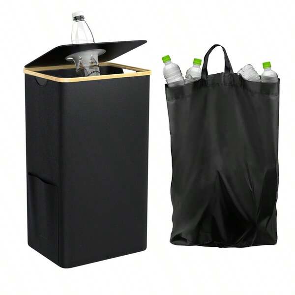 مجمع زجاجات داخلي قابل للطي من نايلون أكسفورد 600D، صندوق تدوير وكبح الرائحة، سعة 100 لتر، مقاوم للتمزق وقابل للغسل، يمكن تجميع ما يقارب 35 زجاجة، مناسب للاستخدام المنزلي، مجمع زجاجات بتصميم فم اليوم الوطني