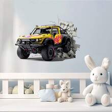 Creative Wall Sticker Simulated 3D Visual Car Wall Decal, Removable Flame Car Home Decor For Kids Room/Bedroom - Multicolor - View 10