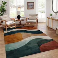 1pc Golden Velvet Home Decor With An Abstract Artistic Pattern, Suitable For Various Decorative Styles. It Can Be Used As A Living Room Rug, Sofa Cushion, Doormat, Bedroom Carpet, Or Outdoor Mat, And Is Applicable In Multiple Settings Such As Malls And Cafes. It Features A Non-Slip Design, Is Easy To Clean, Machine Washable, And Comes In Various Sizes. Kitchen Rug - Multicolor - View 3