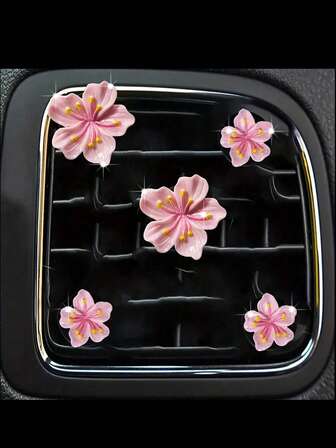 5 件樱花汽车出风口夹，汽车配件花卉出风口装饰