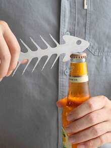 1 szt. otwieracz do butelek w kształcie ości ryby ze stali nierdzewnej i widelec do grilla 2 w 1 kreatywne narzędzie do grillowania, szpikulec do grillowania na świeżym powietrzu