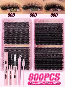 648/666/720套D型卷翘大容量睫毛套装，簇状睫毛。规格有10D+20D+30D+40D/30D+40D+50D+60D/50D+60D+80D+100D。套装提供多种不同组合，簇状睫毛长度从10毫米到16毫米不等，自然柔软。套装包含睫毛胶水、粘合剂和密封胶、睫毛簇状套装、睫毛、假睫毛。 - 粉色 - 查看 15