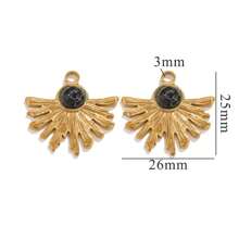 3pcs Stainless Steel Fan Shape Colorful Pendant DIY Necklace Earrings Jewelry Accessories Making