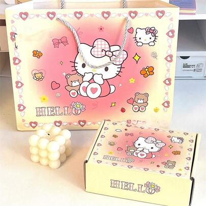 Sanrio 5 pezzi Scatola regalo carina di Hello Kitty rosa, decorazioni per cesti di Festa della Mamma e Pasqua, snack, borse, forniture da cucina per torte, omaggi per damigelle, infermiere e insegnanti, regali per ospiti di matrimoni e feste di compleanno, articoli autorizzati Sanrio.