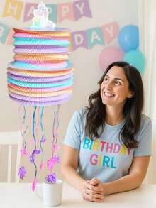 迷你拉绳皮纳塔，生日派对节日聚会装饰，填充式装饰，生日皮纳塔，适合男孩女孩的迷你生日派对装饰道具