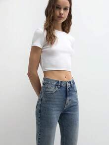 The Petite Slouchy Jeans 2.0 Women's Modern Skinny Jeans Mid-Rise Stretch Denim Slim Fit Leg Pants With Pockets Tummy Control Butt Lift - 藍色 - 查看 2