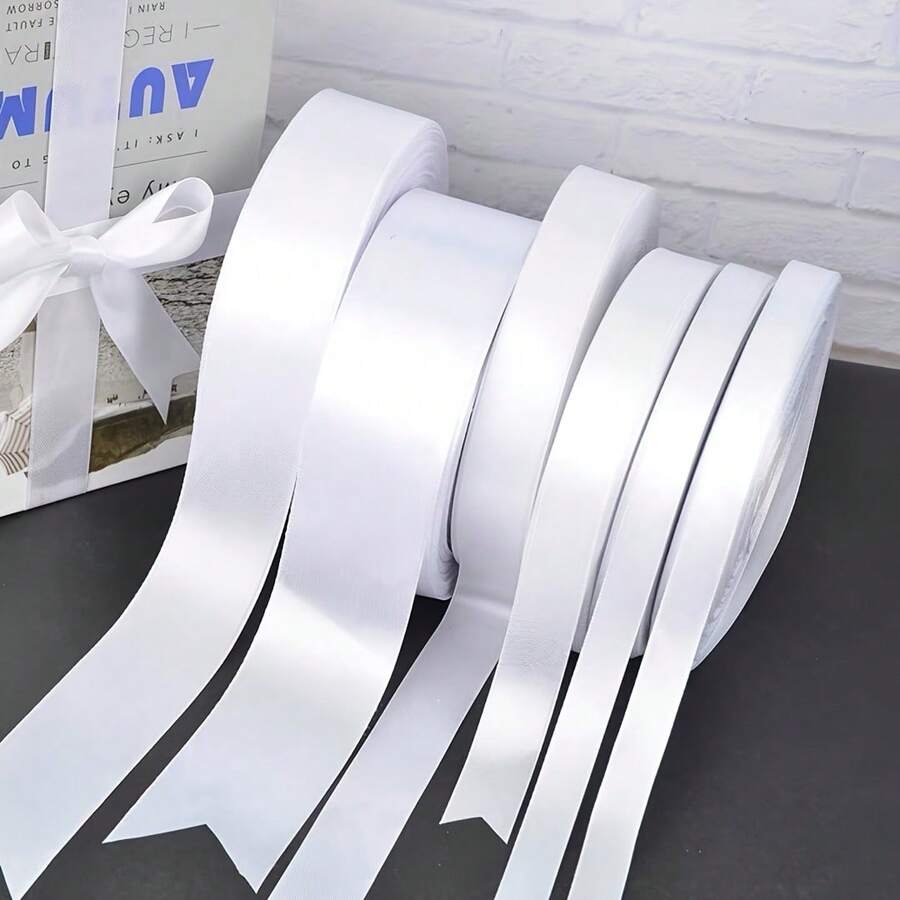 1 Roll 25 Yards White Christmas Satin Ribbon, Handmade Bow Craft, Wedding Christmas Decoration DIY, Card & Gift Wrapping