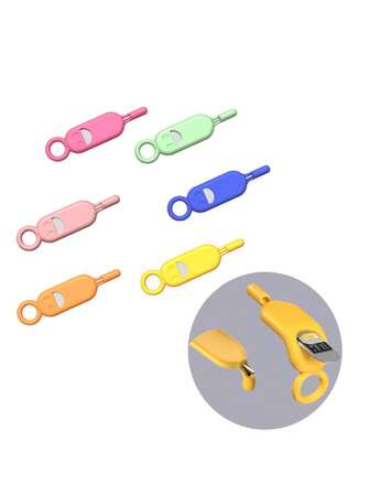 Estuche para tarjeta antiperidida de unicolor tipo macaron + Expulsor de tarjeta de acero inoxidable, Soporte para tarjeta SIM, Herramienta de extracción de tarjeta de teléfono, Llavero, Alfiler expulsor conveniente como regalo