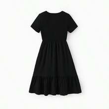 PatPat Kid Girl Ruffled Boho Casual Maxi Dress With Pockets - màu đen - Xem 5