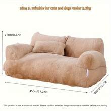 Comodo divano letto in peluche per animali domestici, letto per cani e gatti - rimovibile e lavabile, base antiscivolo, con cuscino incluso - colore caffè (disponibile in diverse misure)