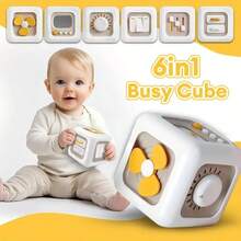 WeRein Busy Cube For Toddlers Montessori 6-Sided Busy Cube For Kids - Interactive Finger Training Toy, Buttons, Levers & Switches, LdealFor Boys & Girls & Perfect Holiday Gift, Entertainment, Playful Design - White - View 2