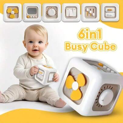 WeRein Busy Cube For Toddlers Montessori 6-Sided Busy Cube For Kids - Interactive Finger Training Toy, Buttons, Levers & Switches, LdealFor Boys & Girls & Perfect Holiday Gift, Entertainment, Playful Design