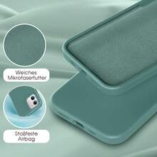 适用于 17 Pro Max、16、15、14、13、12、Mini 11，防震液态硅胶保护壳，内衬柔软防刮超细纤维，也适用于 8 Plus、7、6s 软壳 - 暗夜綠 - 查看 5