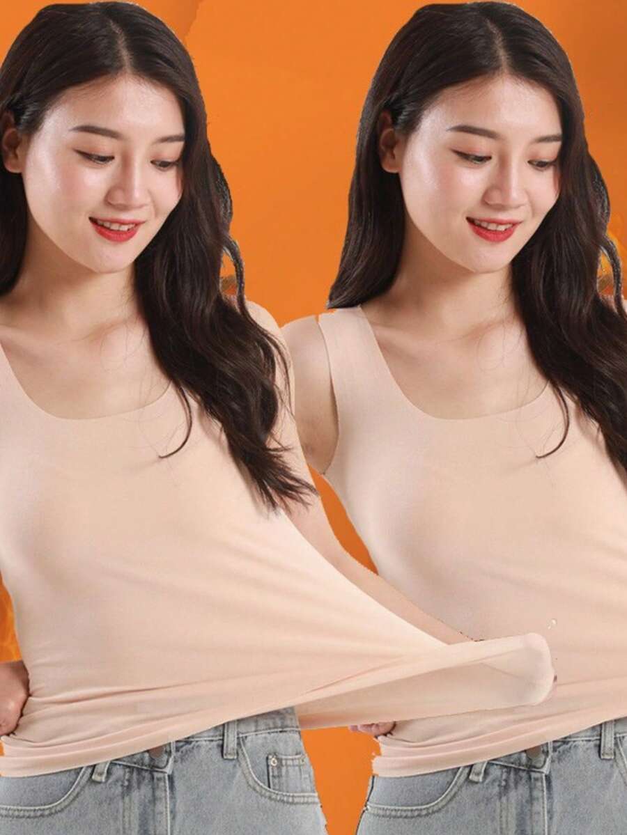 Women's Thermal Vest, Seamless Thick Thermal Lining, Warm Undershirt, Base Layer For Autumn/Winter