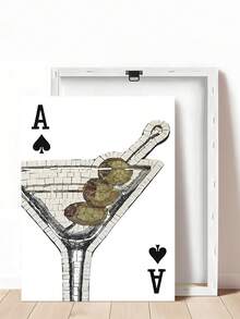 1 件豹纹滑板帆布墙饰、马提尼酒印花酒吧推车墙饰、黑白 Ace 扑克牌海报、复古橄榄色马提尼酒印花酒吧推车墙饰、时髦酒精鸡尾酒印花扑克画、卧室装饰、客厅装饰 - 彩色 - 查看 13