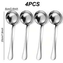 3 bucăți/pachet linguri de supă groase cu mâner lung din oțel inoxidabil de înaltă calitate, oală de supă ramen, linguri de supă pentru băuturi profunde, linguri mari de gătit, potrivite pentru ramen/supă/oală fierbinte/amestecare, etc. (argintiu/auriu, 7,87 inci)