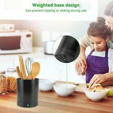 Soporte para utensilios de cocina, soporte giratorio de 360° para almacenar utensilios en encimeras de cocina (negro) - Negro - Ver 4