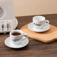 1 件 65 毫升/2.3 盎司瓷质浓缩咖啡杯带碟，可爱迷你陶瓷咖啡杯抹茶杯带碟，适合家庭和咖啡馆，陶瓷浓缩咖啡杯带碟，可盛装卡布奇诺、浓缩咖啡、拿铁、摩卡或茶 - 彩色 - 查看 4