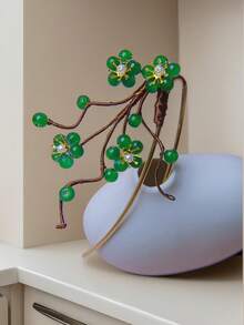 1件韩式优雅装饰发饰，白色仿珍珠梅花金属发夹，长16厘米，不褪色，时尚精致，适合女性和女孩日常佩戴，可用于装饰头发。可伸缩大号U型发夹，女性和女孩发饰，可爱侧梳，发髻延长器，发髻造型器，发髻垫，发夹，发卡，头饰，发型发饰 - 彩色 - 查看 16