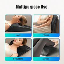 C-Shaped Back Massager With Heating Function, Built-In 2000mAh Battery, Massages Neck And Back, 3D Kneading Massage Pillow, Suitable For Back, Neck, Shoulder, Leg, Great Gift For Men, Women, Parents, Relaxation At Home, Office And Car - Black - View 2